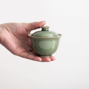 二才手工泡茶碗仿古小号家用泡茶碗 越窑青瓷盖碗 功夫茶具主泡碗