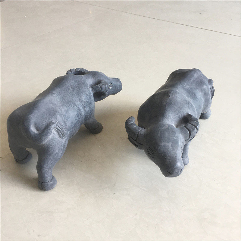 青石水牛石雕站牛摆件客厅水牛立牛十二生肖华尔街工艺品石头牛