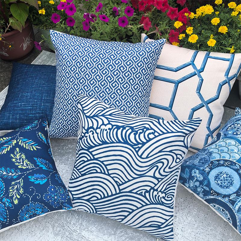 中式和风图案棉麻抱枕床头大靠枕布艺沙发靠垫汽车腰靠枕套午休枕