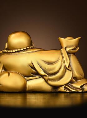 纯黄铜弥勒佛摆件大肚佛元宝佛笑佛布袋佛卧佛家居装饰工艺品人物