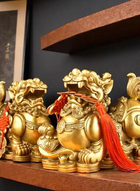 百纳源貔貅摆件黄铜皮丘一对天禄招客厅财公司办公室店铺开业礼品