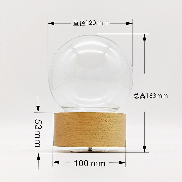 实木木质永生花八音盒旋转底座黏土模型圆形玻璃罩展示台diy礼物