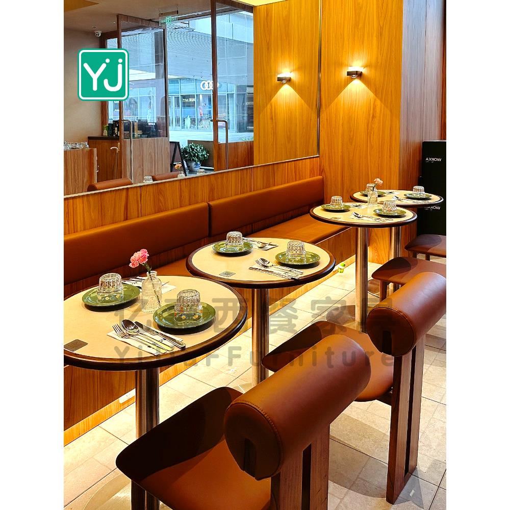 覆古西餐厅卡座沙发网红甜品糖水实木餐椅咖啡简餐轻食店桌椅组合