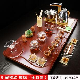 整套茶盘功夫茶具简约家用办公送礼茶台连体组合四合一电热炉套组