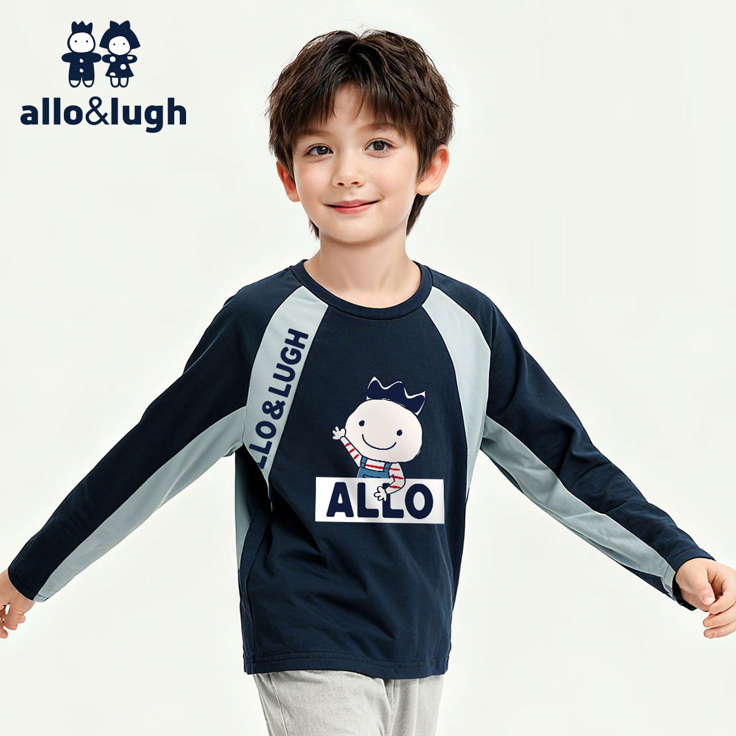 阿路和如童装男童长袖t恤2025年秋冬新款帅气大童上衣儿童卫衣