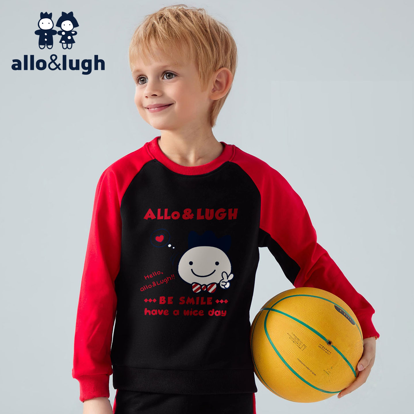 阿路和如男童插肩圆领卫衣2025年春秋冬季款儿童男孩学生上衣外套