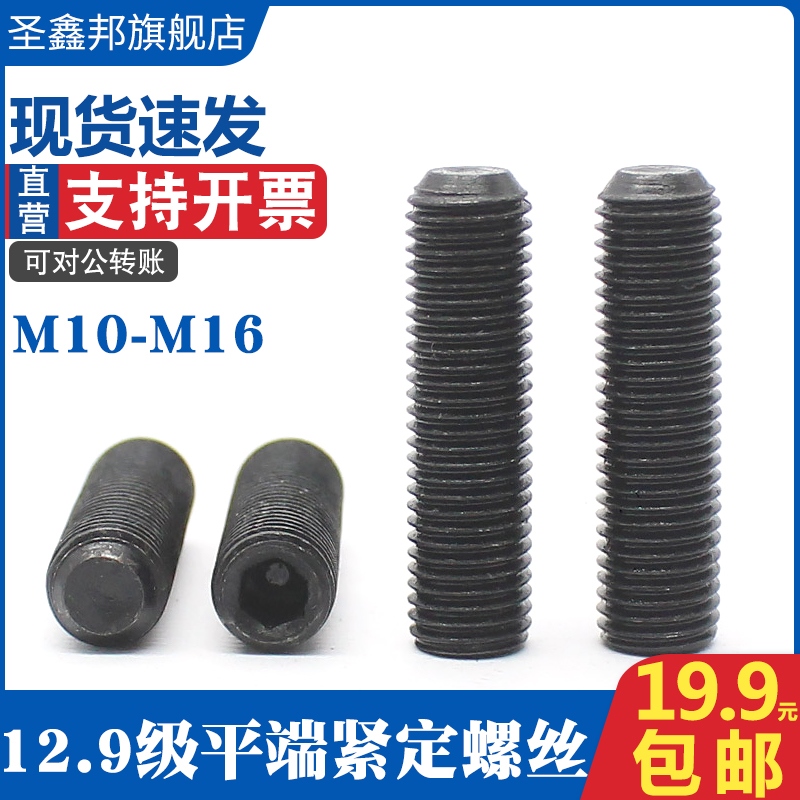 12.9平端内六角紧定螺丝DIN913顶丝机米无头止付螺钉M10M12M14M16