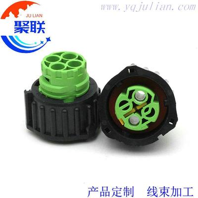 3-1813099-3绿色 汽车线束插头2孔防水 2P接插件DJ3023YA-2.5-21