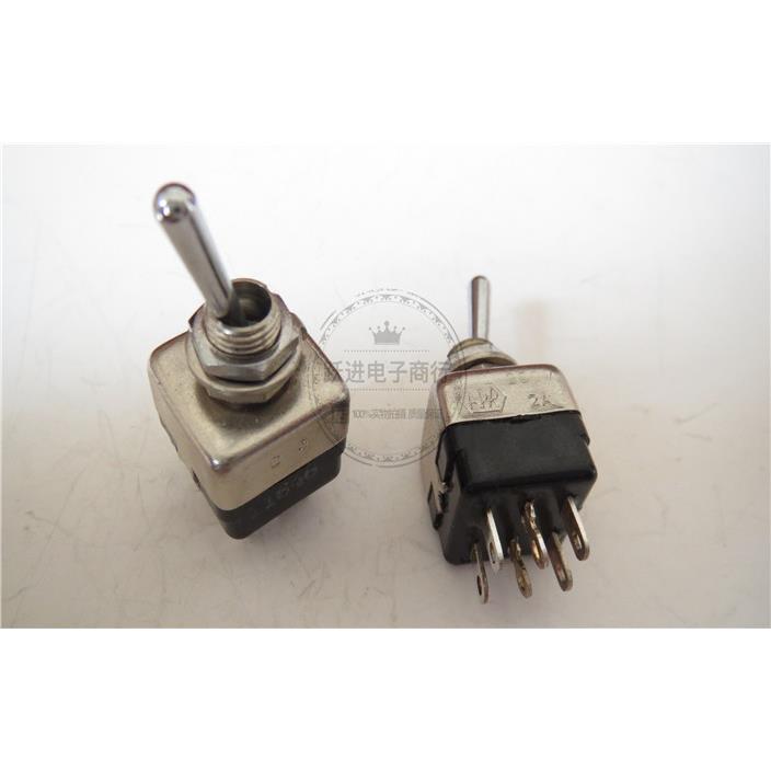 进口法国APR钮子开关6脚2档摇头摇臂电源开关2A250V孔径6MM