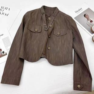 2026年秋季 辣妹百搭短款 新款 时尚 皮克上衣 小众美式 美拉德咖色爆款