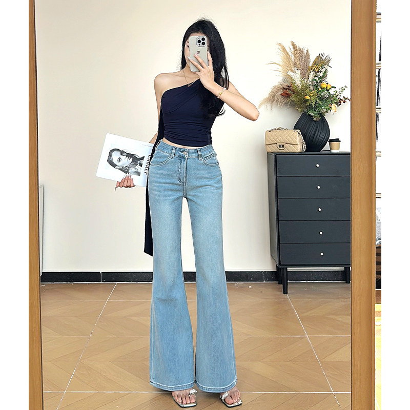 乔栈海蓝高腰不贴腿微喇牛仔裤女秋冬季新款时尚显瘦通勤女装长裤,女装/女士精品,牛仔裤,淘宝优惠券,粉丝福利购,淘宝优惠卷