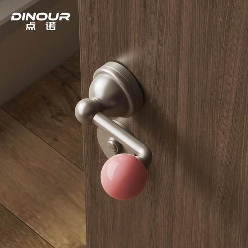 点诺「后摇」多巴胺中古现代室内卧室实木门锁静音磁吸分体门把手