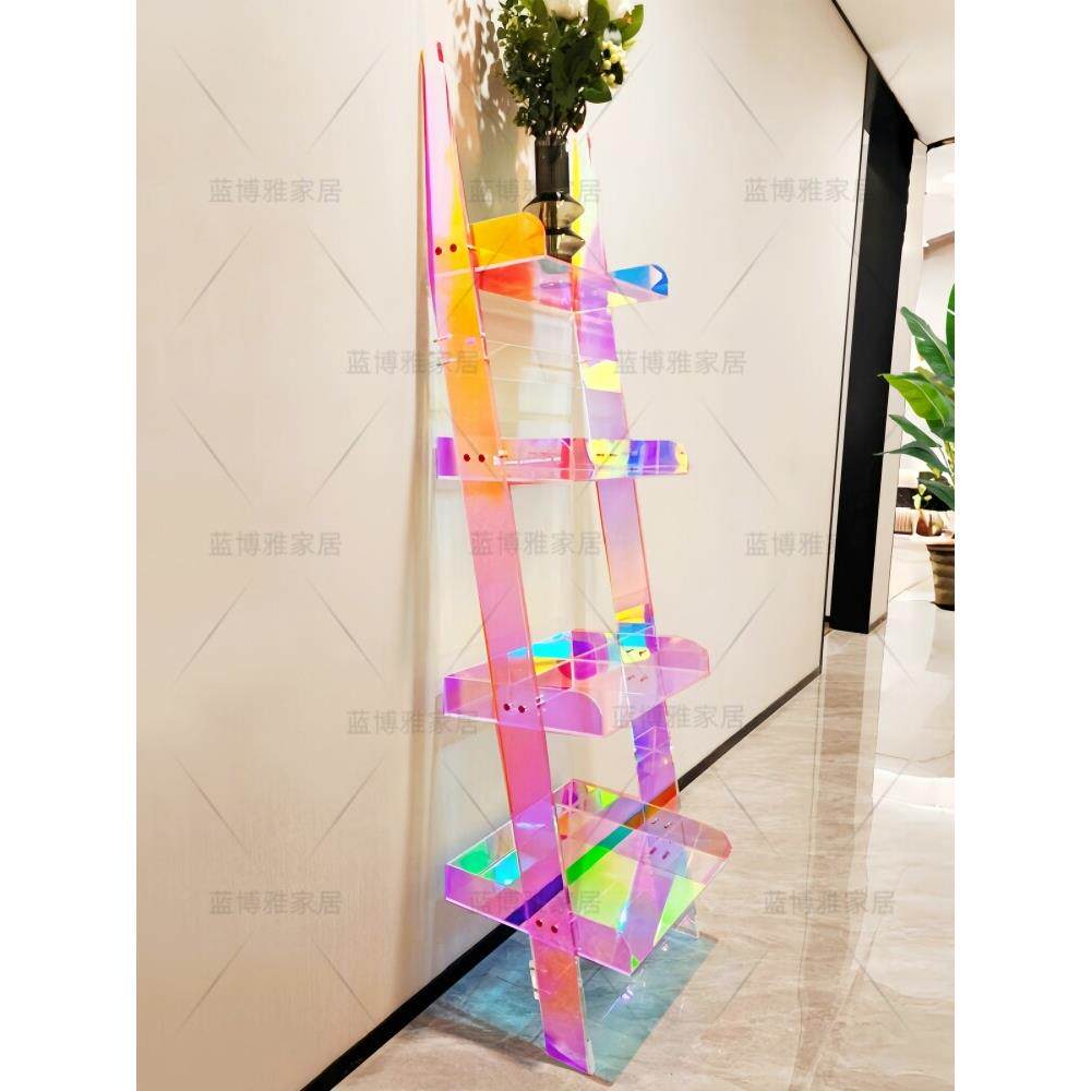 炫彩亚克力花架多层靠墙立式书架落地展示架创意陈列架艺术置物架