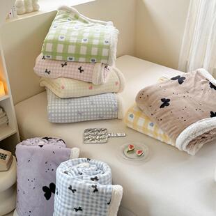 【富士商店】小清新羊羔绒四季毯单人宿舍牛奶绒双面被套毛毯两用