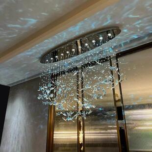 新款蝴蝶水晶吊灯水晶彩色别墅饭厅吊灯长方形楼梯覆式楼客厅主灯
