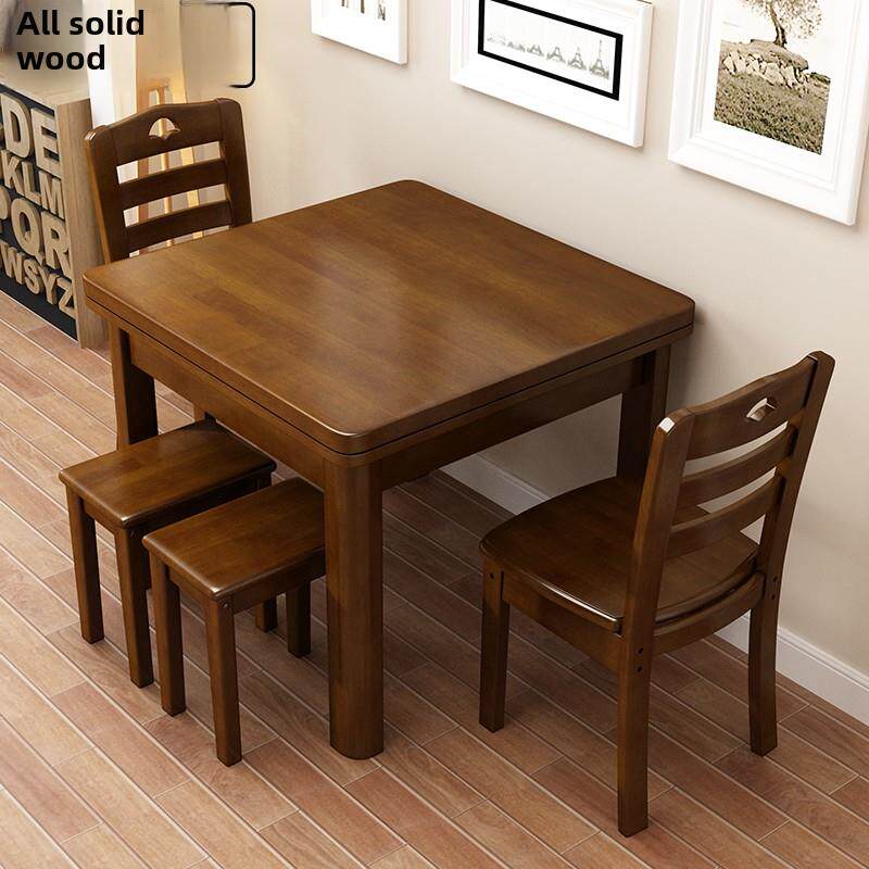 全实木餐桌椅组合实木中式方桌小户型餐桌方原木西式餐桌八仙桌
