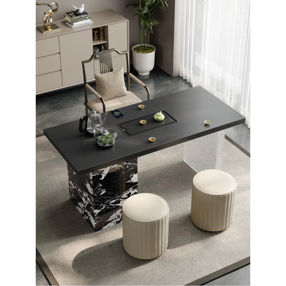 简约客厅家居板岩茶几意大利亚克力高端办公茶几阳台茶几椅子组合