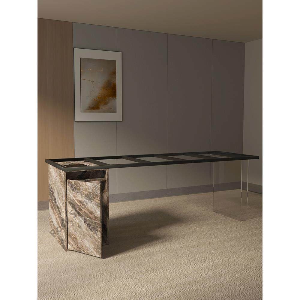 实木桌腿支架轻奢岩板餐桌腿支架大板茶桌腿底座金属支架亚克力腿