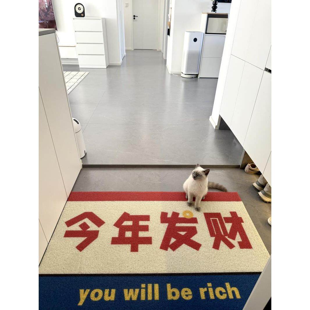 与风与海黑红简约创意文字入户丝圈地垫玄关进门地毯耐脏刮沙脚垫图片