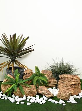 玻璃钢仿真石头千层石摆件庭院装饰不规则景观石沙漠戈壁造景石块