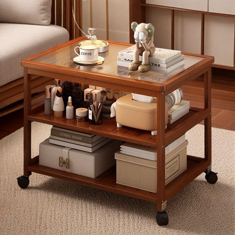 实木中式沙发边几小推车沙发边柜边柜客厅置物架可移动茶几收纳层