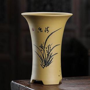 紫砂兰花盆宜兴陶瓷兰草专用盆大中号手工制作花盆厂家直销包邮