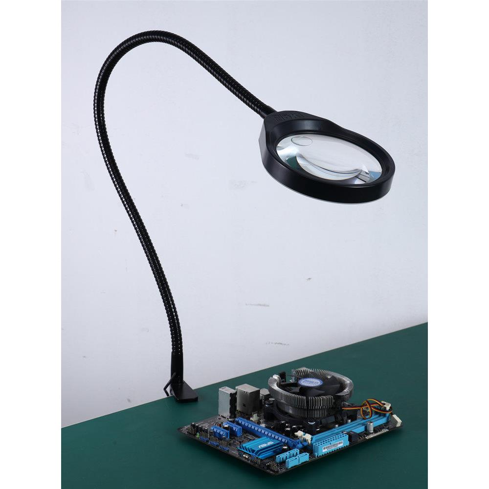 Pd-032Al夹式桌面放大镜带Led灯多功能焊接修覆工作台灯10倍20倍