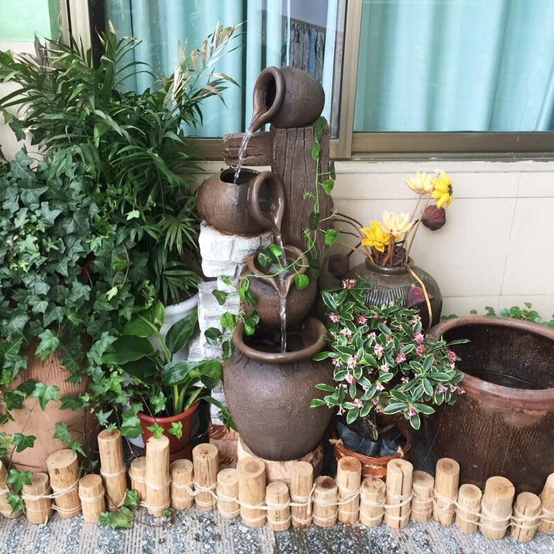大型古法陶罐养鱼缸装饰摆件水循环假山流水花园造景庭院别墅景观