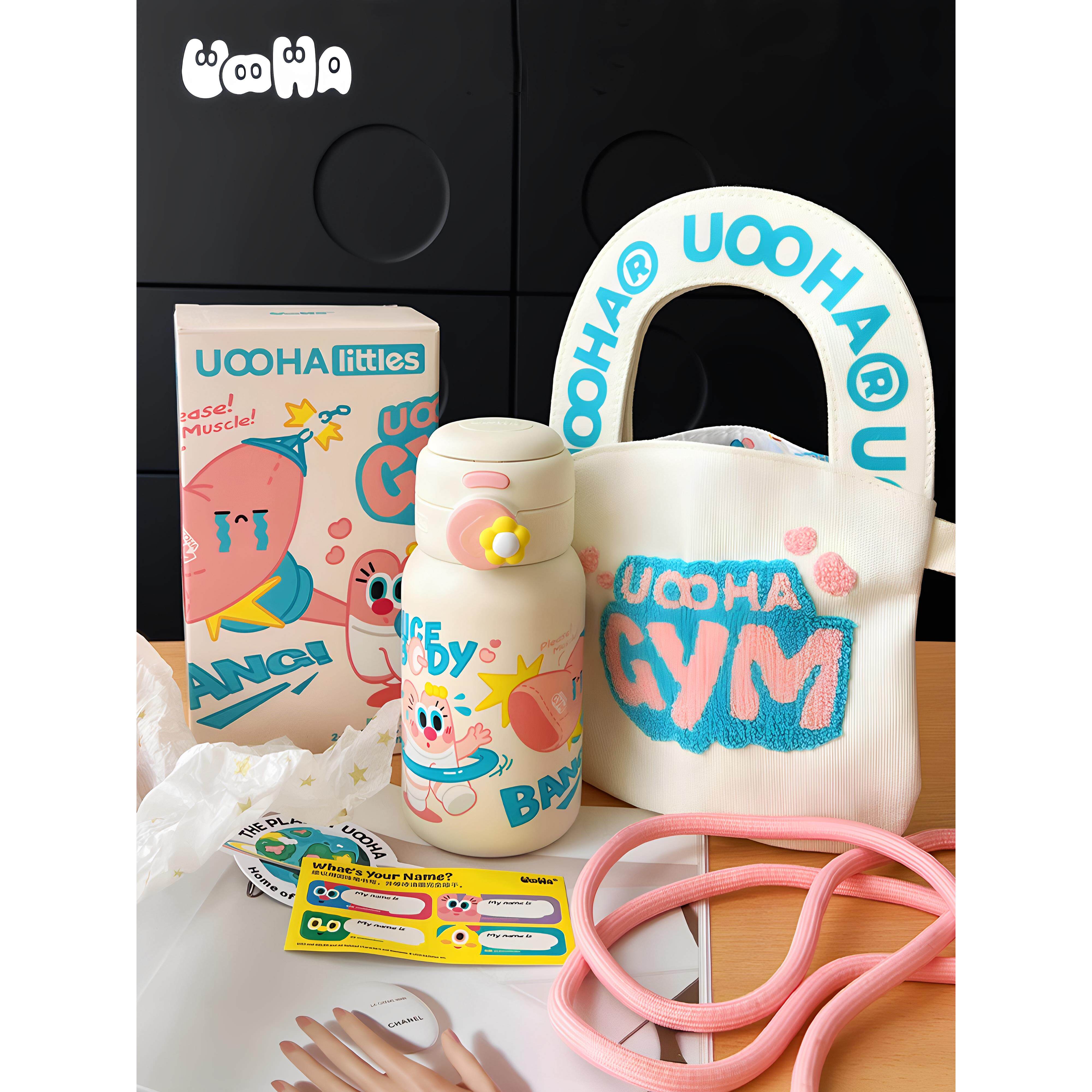 uooha保温杯女生大容量吸管可爱水杯高颜值儿童外出便携保冷杯子