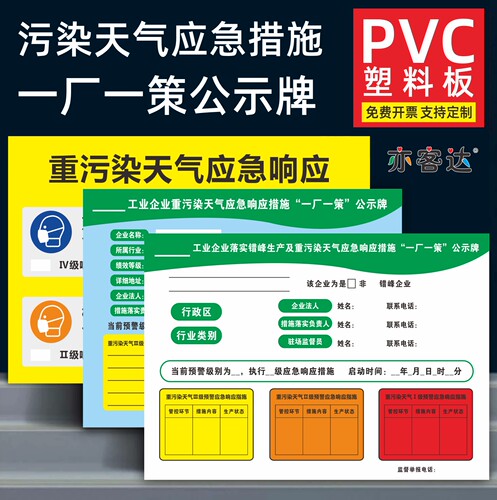 工业企业重污染天气应急公示牌