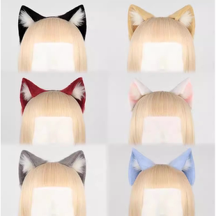仿真兽耳头饰猫耳朵发箍女手作cosplay猫娘漫展直播网红道具配饰