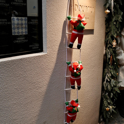 圣诞老人爬梯吊饰氛围布置挂件家用门店橱窗装饰商场圣诞场景摆件