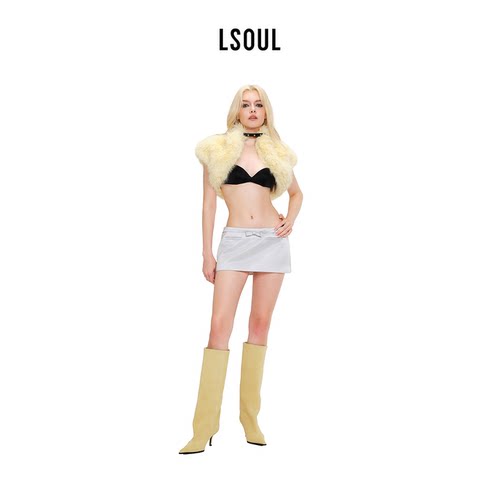 LSOUL 新款皮草短款外套女短毛皮草时尚辣妹风奢华上衣TIAM