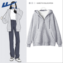 回力灰色卫衣女2025新款连帽外套女款春秋季巨好看的上衣薄款秋装