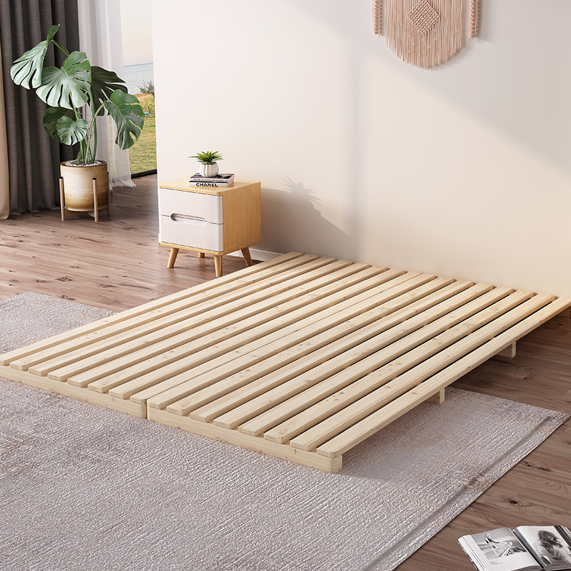 定制矮床架日式榻榻米硬板排骨架简约无床头全实木inWs民宿落地台