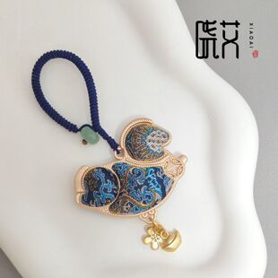 晓艾手作马上有钱花包挂非遗宋锦挂件原创设计手工饰品双面包挂