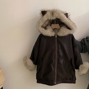 加厚保暖皮衣毛毛洋气外套潮 双面穿加绒外套时尚 女童冬季 2025新款