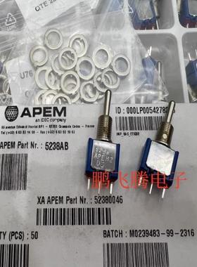 法国APEM ON-OFF-MOM 3脚3档摇臂拨动开关 5238AB 5238CDB 针脚