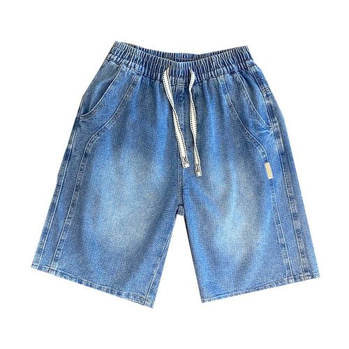 小殷同学男童牛仔五分裤夏季新款2025韩版松紧腰儿童夏装阔腿中裤