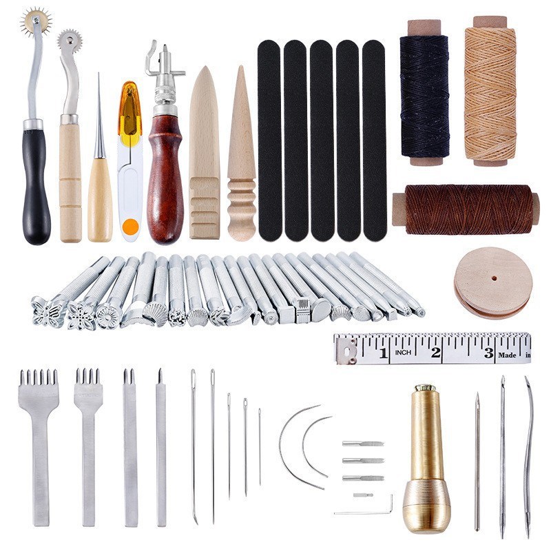 手工皮具套装19件套 皮革皮具工具 菱斩皮艺工具 diy皮革工艺套餐