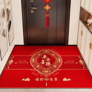 2025新款红色高端皮p革入户门地垫耐脏免洗pvc进门口可擦脚垫地毯