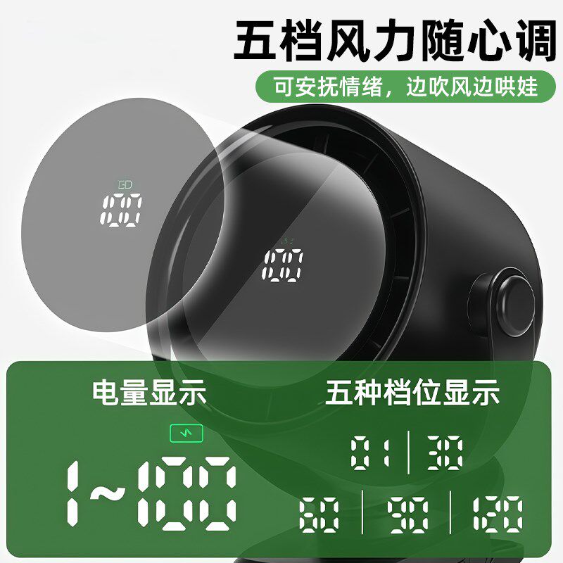无叶婴儿车风扇可夹式防夹手吊挂宝宝夹扇小型儿童手推车静音充电