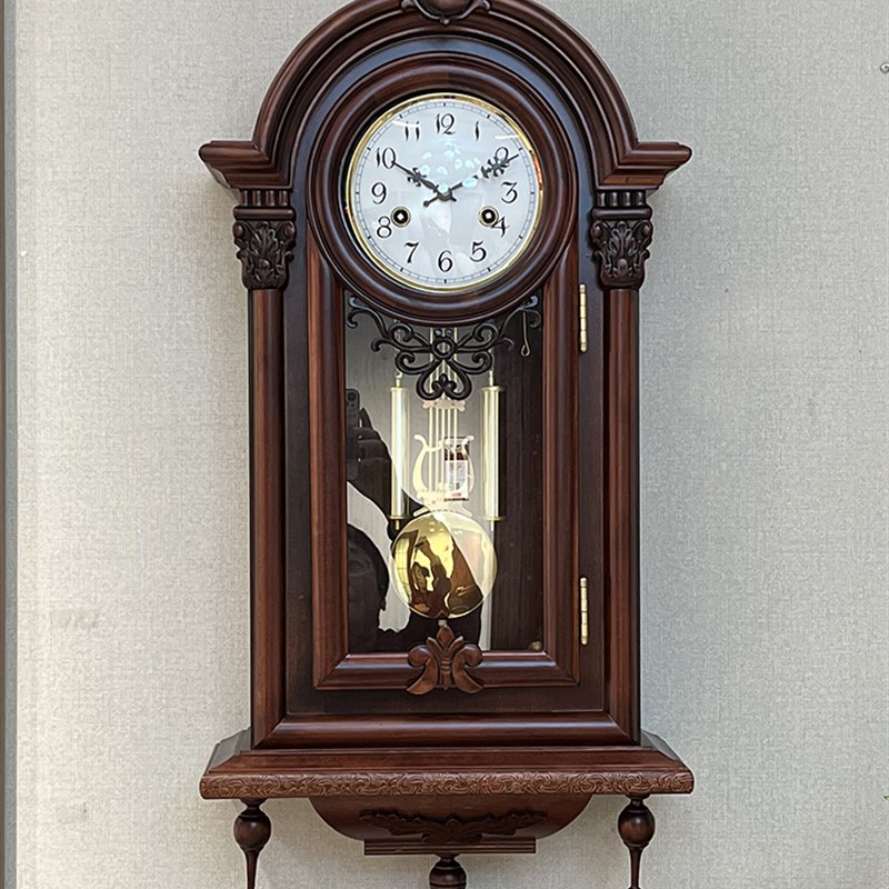 可座可挂实木机械座钟打响整点报时上链大挂钟表美式欧式美式客厅