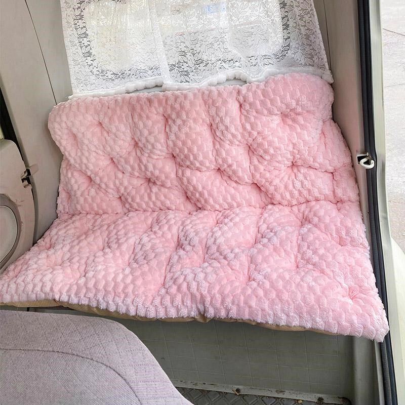 电动三轮车坐垫靠背一体座套冬季保暖毛绒座椅垫封闭四轮车加绒垫