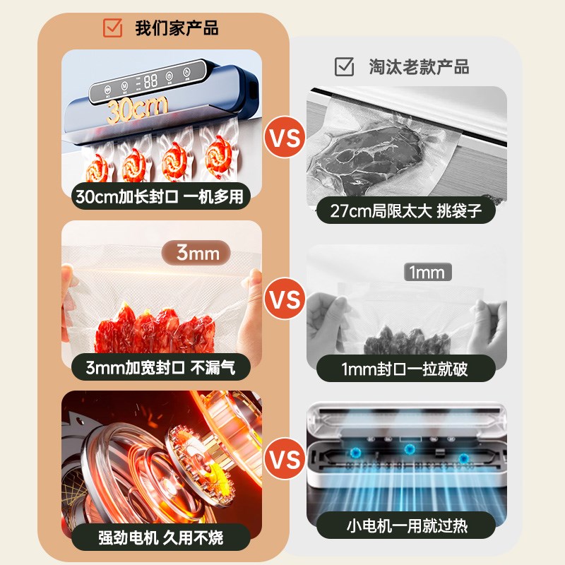 抽真空封口机小型家用食品袋抽空保鲜密封塑封机全自动压缩包装机