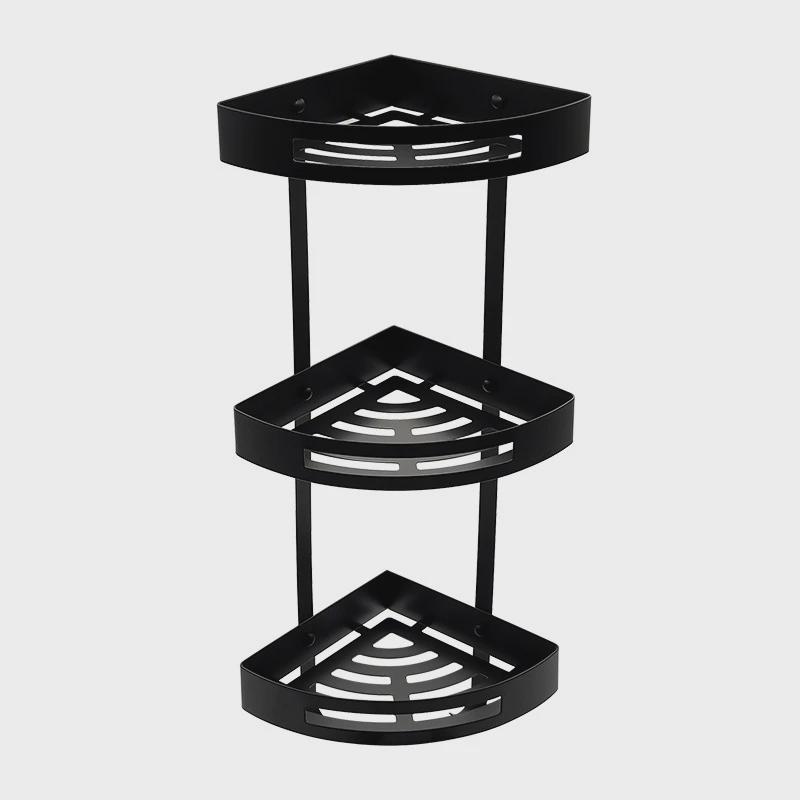 黑色浴室转角架304不锈钢三角架卫生间壁挂收纳多层置物架