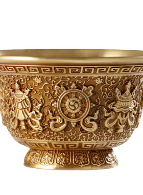 藏式纯铜雕花供水杯七支供水碗家用西藏供奉杯大小号水杯供碗