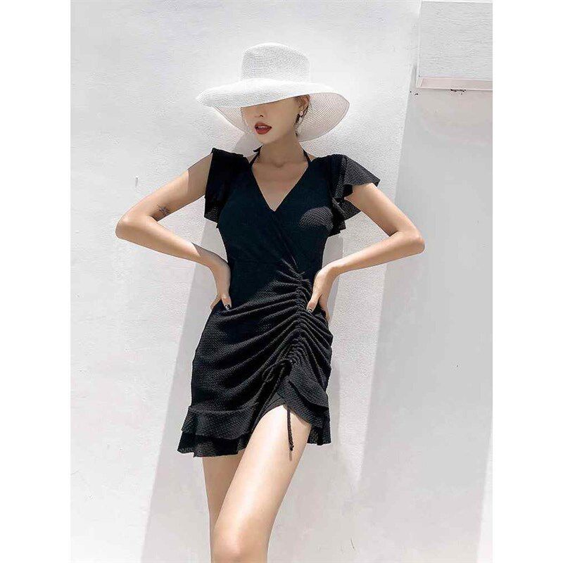 泳衣女款红色网红风胖妹妹大码胖遮肉分体保守显瘦遮肚子感