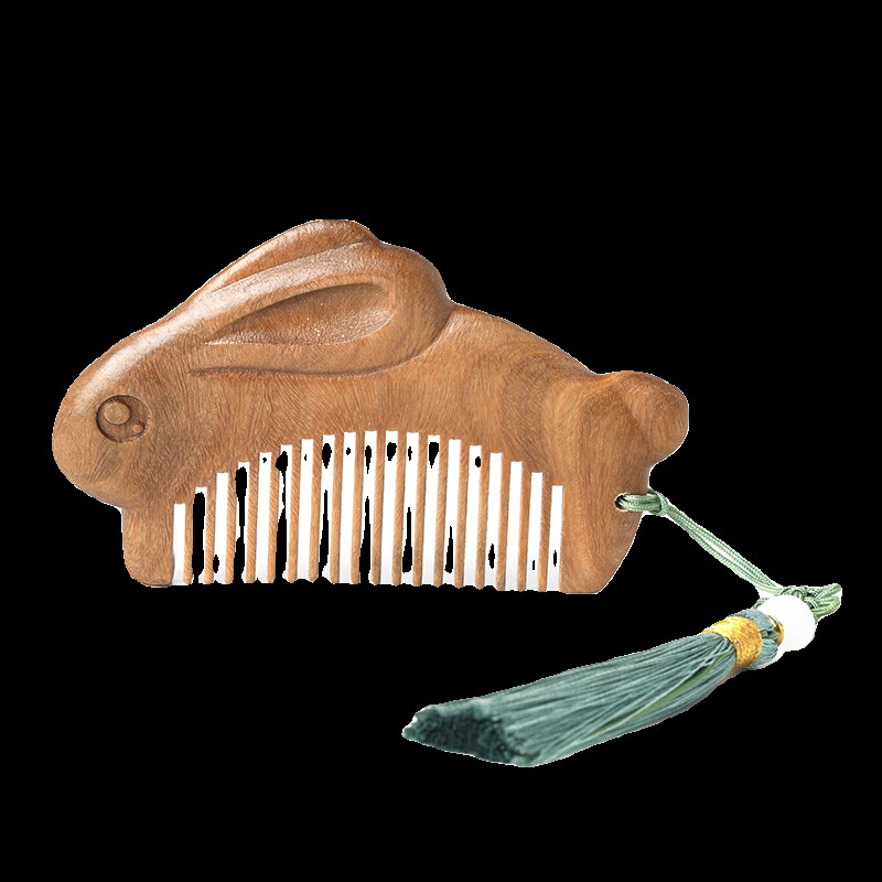 绿檀木梳刻字定制周岁礼抓周小木梳迷你可爱儿童宝宝便携随身梳子