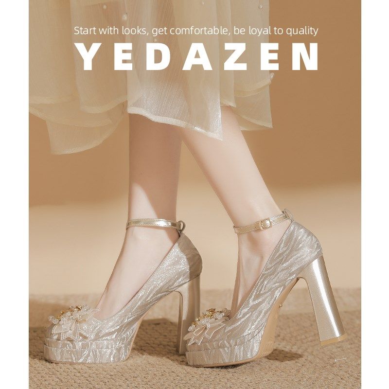 香槟色超高跟鞋不累脚伴娘鞋日常可穿小个子婚鞋女2025新款新娘鞋,女鞋,婚鞋,淘宝优惠券,粉丝福利购,淘宝优惠卷